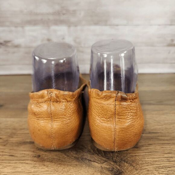 Tory Burch Reva Royal Tan Medallion Logo Leather Ballet Flats Women's Size 6 - Picture 6 of 11